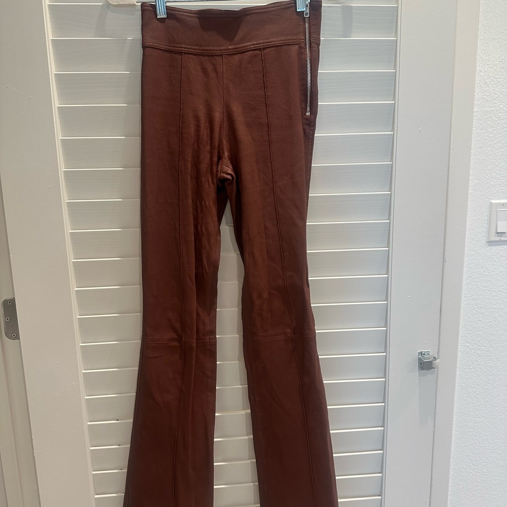 HELMUT LANG Brown leather Flared Pants